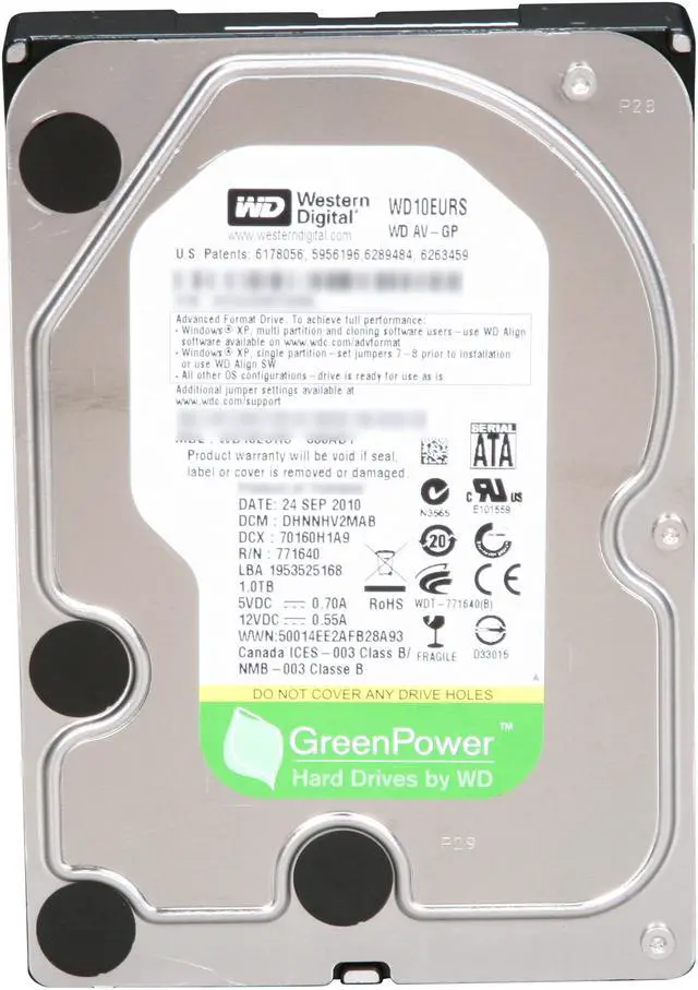 Alt view image 3 of 5 - Western Digital AV-GP WD10EURS 1TB 64MB Cache SATA 3.0Gb/s 3.5" Internal Hard Drive Bare Drive