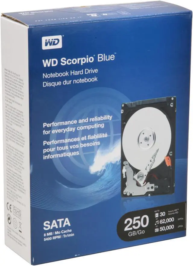 Main image of WD Scorpio Blue WDBABB2500ANC-NRSN 250GB 5400 RPM 8MB Cache 2.5" SATA 1.5Gb/s Internal Notebook Hard Drive -Retail kit