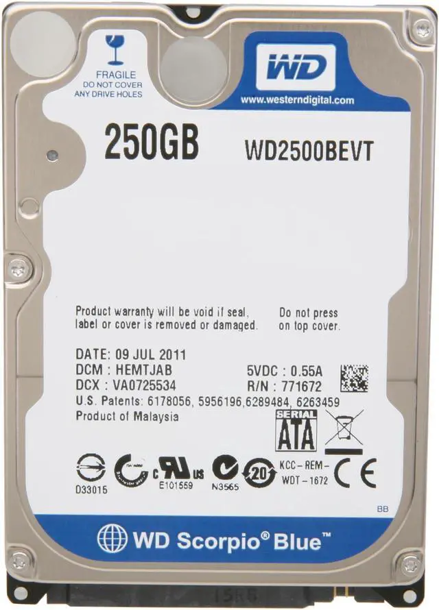 Alt view image 3 of 5 - WD Scorpio Blue WDBABB2500ANC-NRSN 250GB 5400 RPM 8MB Cache 2.5" SATA 1.5Gb/s Internal Notebook Hard Drive -Retail kit