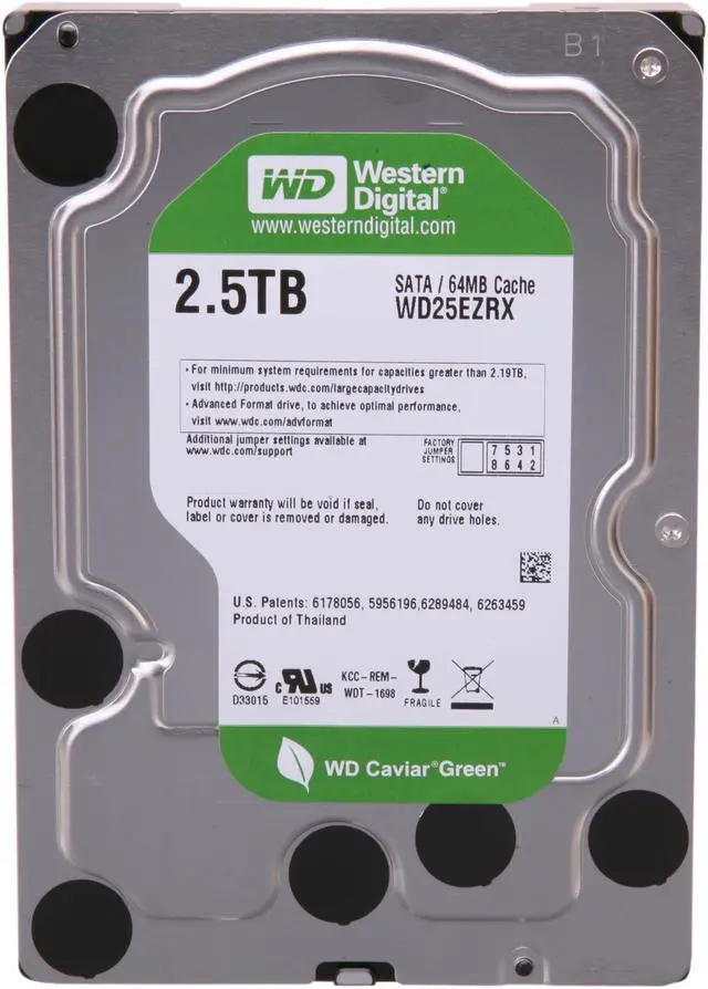 Alt view image 2 of 4 - Western Digital WD Green WD25EZRX 2.5TB 64MB Cache SATA 6.0Gb/s 3.5" Internal Hard Drive Bare Drive