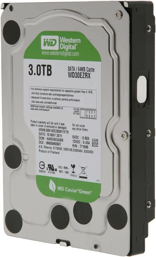 Alt view image 2 of 5 - WD WD Green WDBAAY0030HNC-NRSN 3TB IntelliPower SATA 3.0Gb/s 3.5" Internal Hard Drive-Retail kit