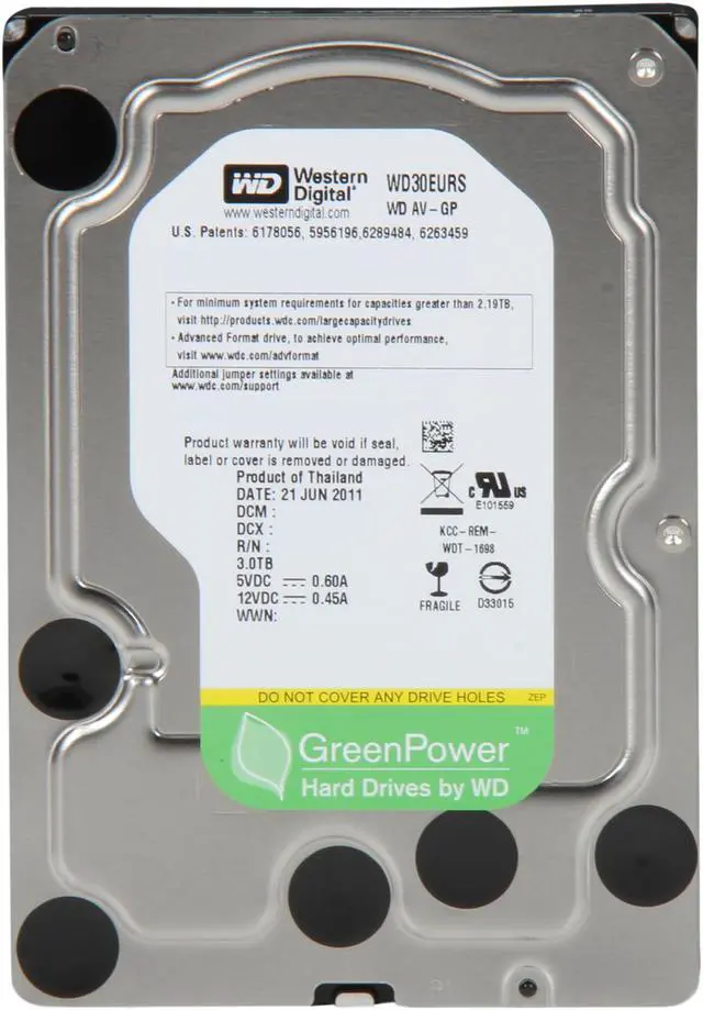 Alt view image 3 of 5 - Western Digital AV-GP WD30EURS 3TB 64MB Cache SATA 3.0Gb/s 3.5" Internal Hard Drive Bare Drive