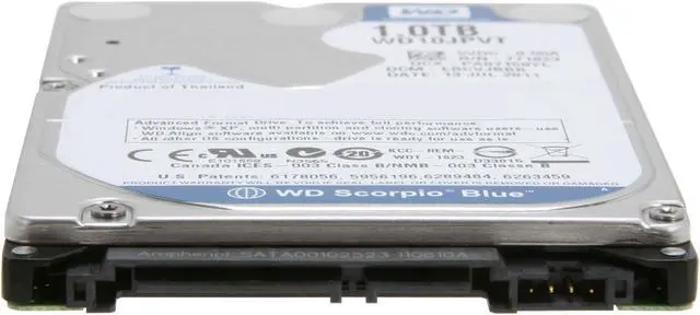 Alt view image 4 of 5 - Western Digital Scorpio Blue WD10JPVT 1TB 5400 RPM 8MB Cache SATA 3.0Gb/s 2.5" Internal Notebook Hard Drive Bare Drive