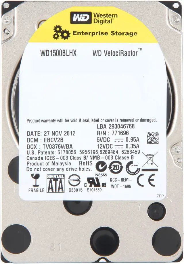 Alt view image 2 of 4 - WD VelociRaptor WD1500BLHX 150GB 10000 RPM 32MB Cache SATA 6.0Gb/s 2.5" Enterprise Hard Drive -Bare Drive