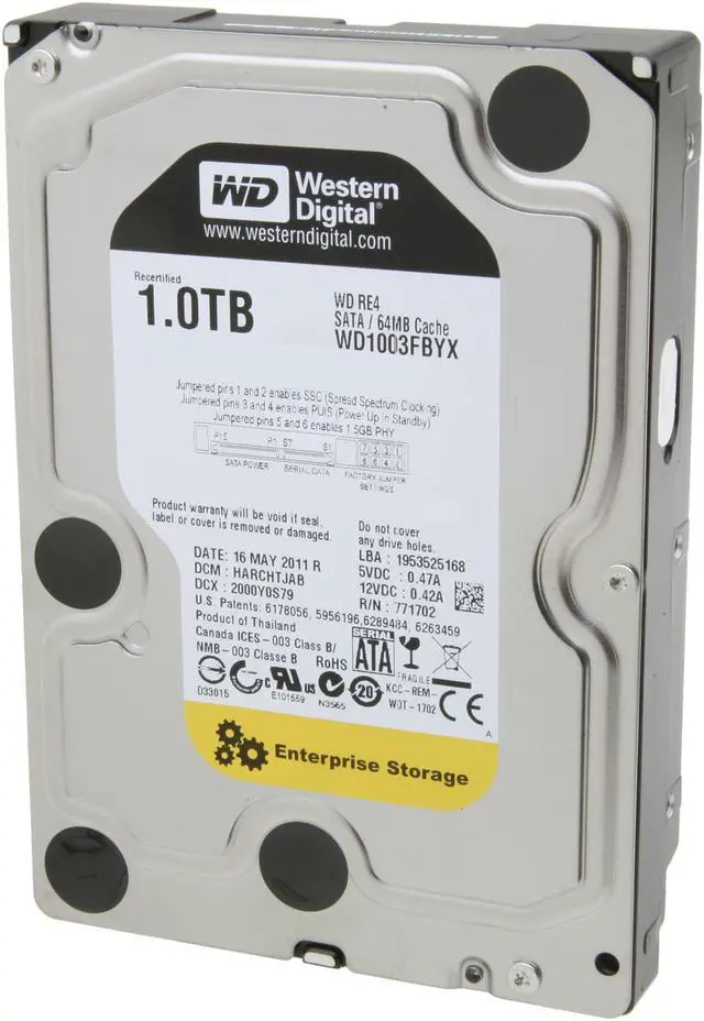 Main image of WD WD RE4 WD1003FBYX-FR 1TB 7200 RPM 64MB Cache SATA 3.0Gb/s 3.5" Internal Hard Drive
