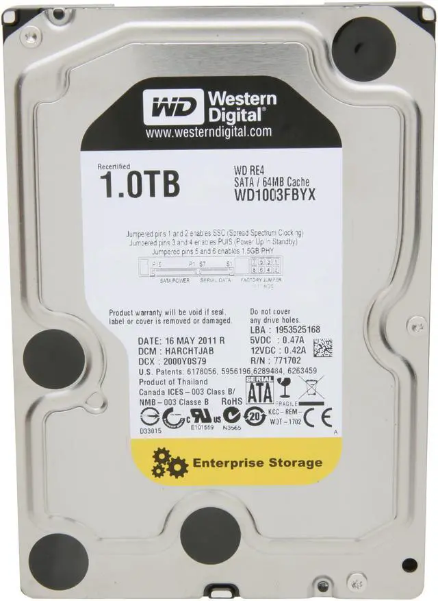 Alt view image 2 of 4 - WD WD RE4 WD1003FBYX-FR 1TB 7200 RPM 64MB Cache SATA 3.0Gb/s 3.5" Internal Hard Drive