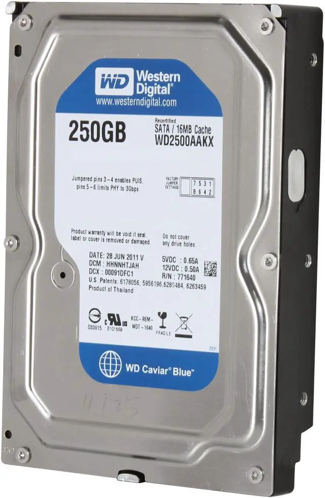 Main image of Western Digital 250GB 7200 RPM 16MB Cache SATA 6.0Gb/s 3.5" Internal Hard Drive  – Manufacturer Refurbished