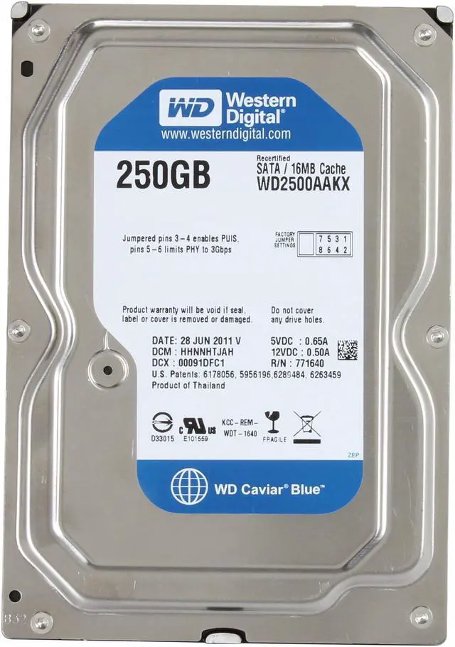 Alt view image 2 of 4 - Western Digital 250GB 7200 RPM 16MB Cache SATA 6.0Gb/s 3.5" Internal Hard Drive  – Manufacturer Refurbished