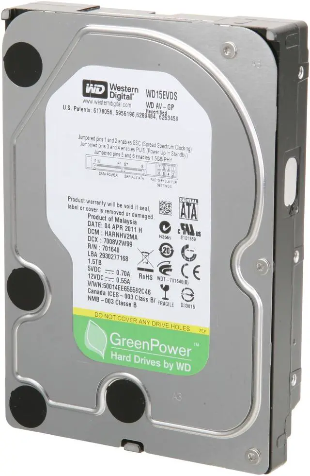 Main image of Western Digital AV-GP WD15EVDS-FR 1.5TB 32MB Cache SATA 3.0Gb/s 3.5" Internal Hard Drive Bare Drive