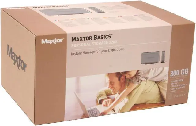 Alt view image 4 of 4 - Maxtor Personal Storage 3200 300GB USB 2.0 3.5" External Hard Drive U01H300 (STM303004EHAB01-RK)