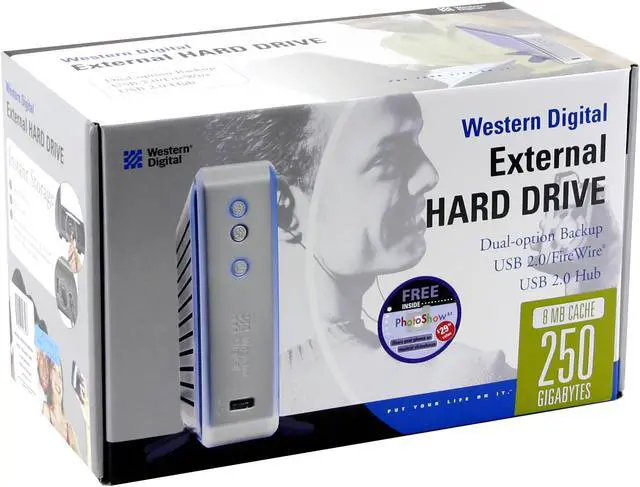 Alt view image 4 of 4 - WD Dual-option Combo 250GB USB 2.0 / Firewire400 3.5" External Hard Drive WDXB2500JBRNN