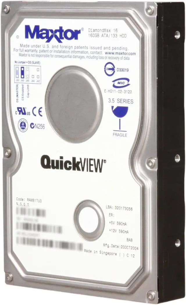 Main image of Maxtor 4R160L0 160GB IDE Ultra ATA133 / ATA-7 3.5" Internal Hard Drive Bare Drive