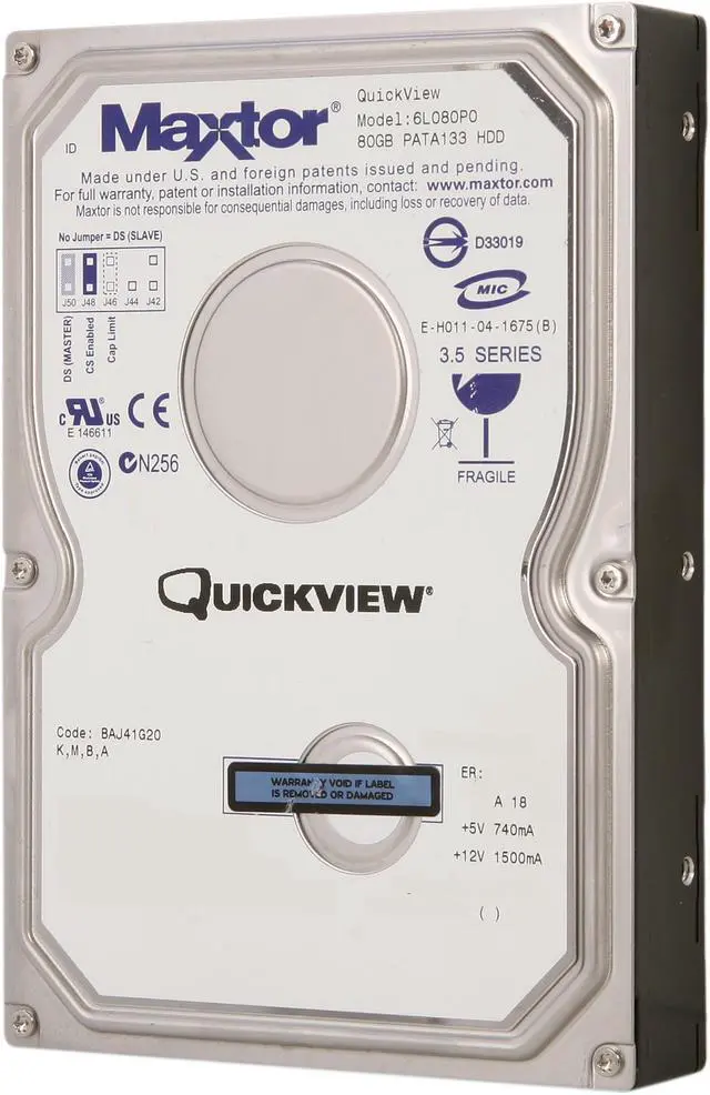 Main image of Maxtor DiamondMax Plus 10 6L080P0 80GB 7200 RPM 8MB Cache IDE Ultra ATA133 / ATA-7 3.5" Internal Hard Drive Bare Drive