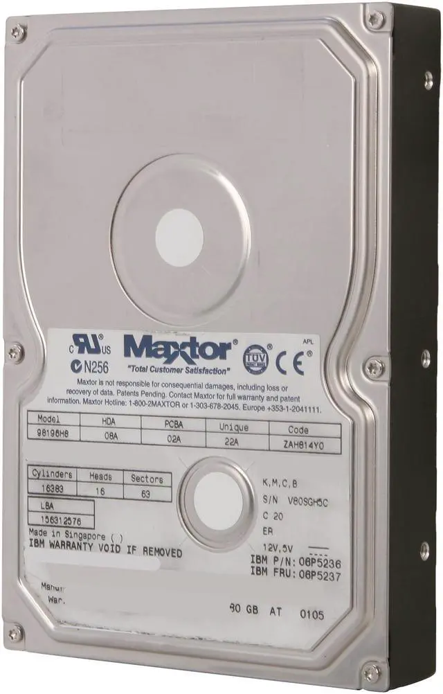 Main image of Maxtor DIAMONDMAX 98196H8 80GB 5400 RPM IDE Ultra ATA100 / ATA-6 3.5" Hard Drive Bare Drive