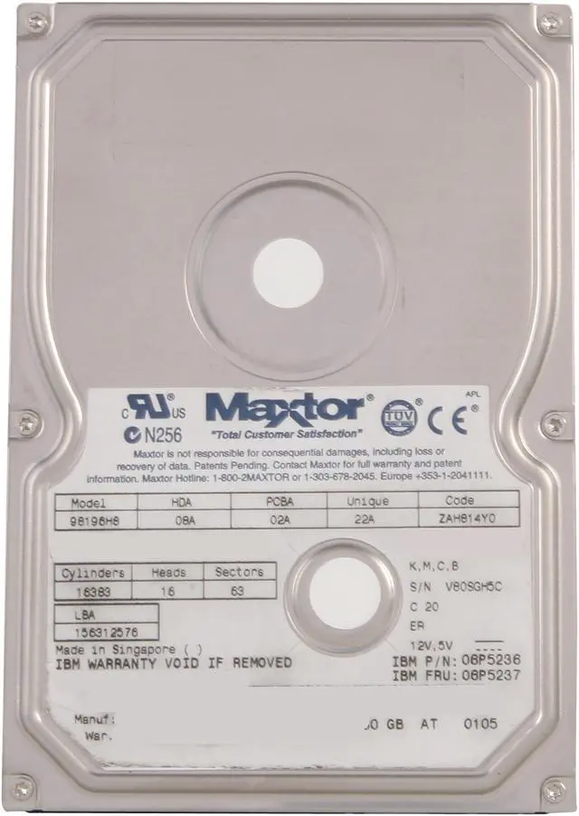 Alt view image 2 of 5 - Maxtor DIAMONDMAX 98196H8 80GB 5400 RPM IDE Ultra ATA100 / ATA-6 3.5" Hard Drive Bare Drive