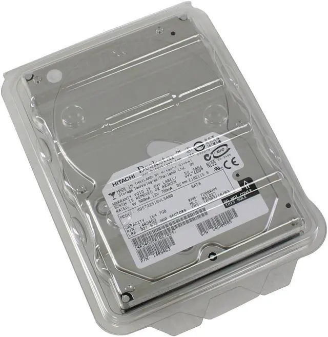 Alt view image 3 of 4 - Hitachi GST Deskstar 7K250 HDS722516VLSA80 (14R9463) 160GB 7200 RPM 8MB Cache SATA 1.5Gb/s 3.5" Hard Drive Bare Drive