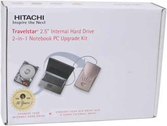 Alt view image 8 of 8 - Hitachi GST Travelstar 7K100 HTS721080G9SA00 (0A50012) 80GB 7200 RPM 8MB Cache SATA 1.5Gb/s 2.5" Notebook PC Upgrade Kit