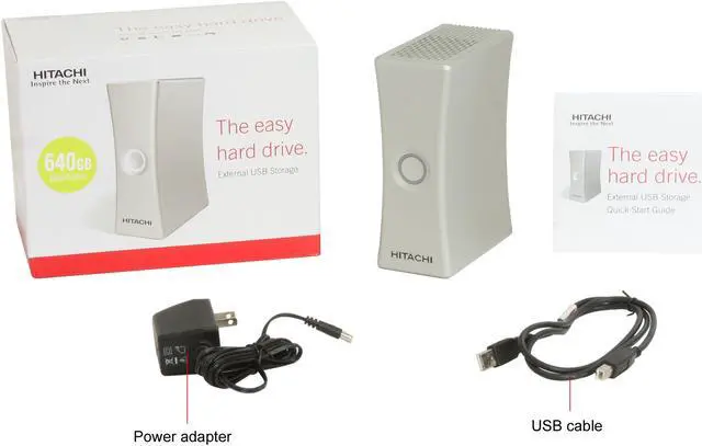 Alt view image 5 of 5 - Hitachi GST 640GB USB 2.0 3.5" External Hard Drive H3640US Silver