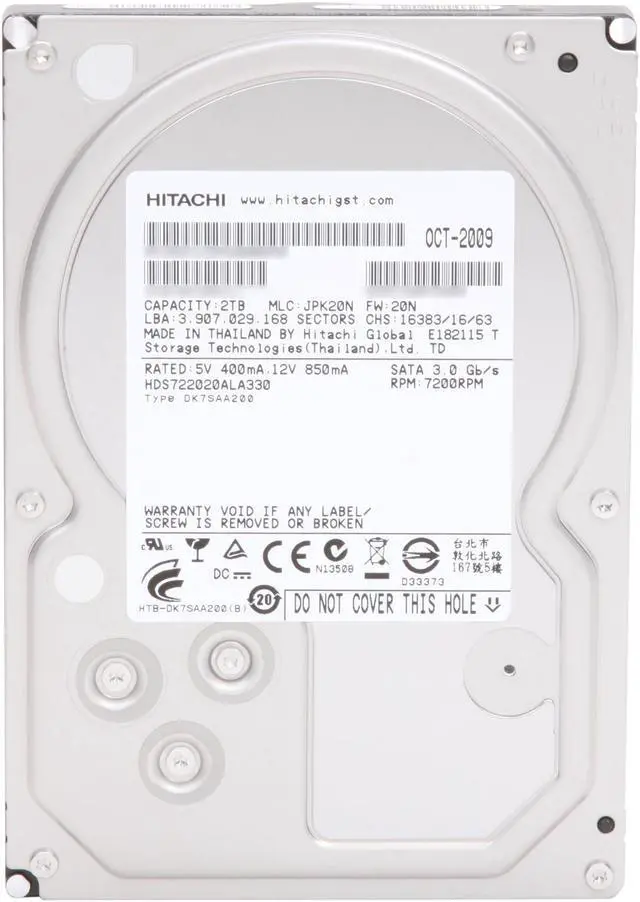 Alt view image 3 of 6 - Hitachi GST Deskstar HD32000 IDK/7K (0S00164) 2TB 7200 RPM 32MB Cache SATA 3.0Gb/s 3.5" Internal Hard Drive