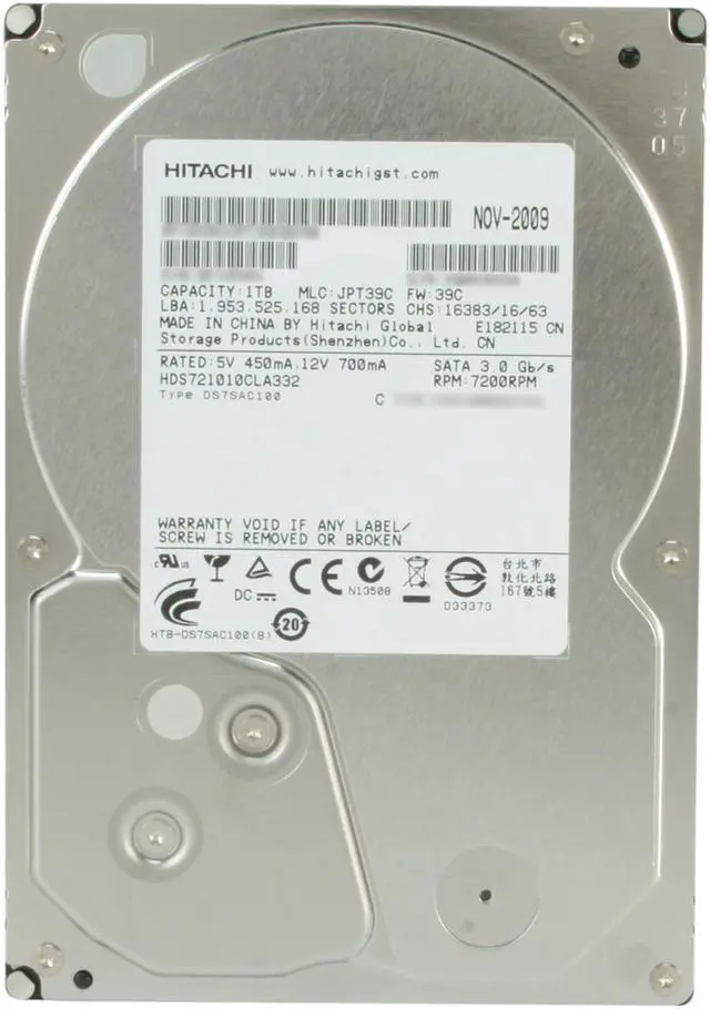 Alt view image 4 of 7 - Hitachi GST Deskstar HD31000 IDK/7K (0S00163) 1TB 7200 RPM 32MB Cache SATA 3.0Gb/s 3.5" Internal Hard Drive