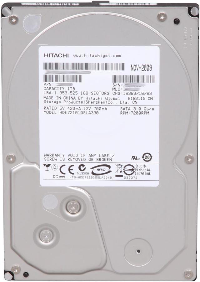 Hitachi GST Deskstar E7K1000 HDE721010SLA330 (0A38028) 1TB 7200 RPM 32MB  Cache SATA 3.0Gb/s 3.5