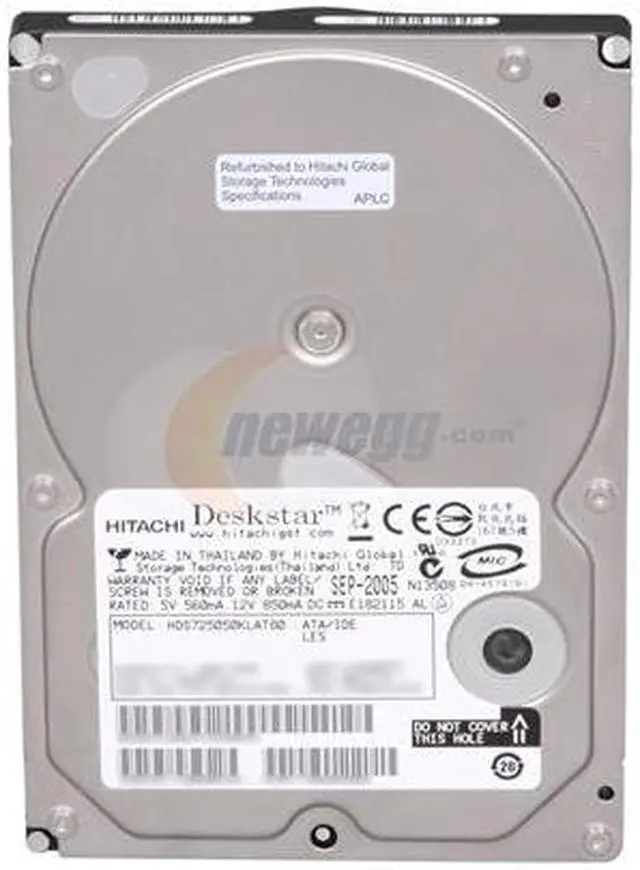Alt view image 2 of 4 - Hitachi GST Deskstar 7K500 HDS725050KLAT80 500GB 7200 RPM 8MB Cache IDE Ultra ATA133 / ATA-7 3.5" Internal Hard Drive Bare Drive