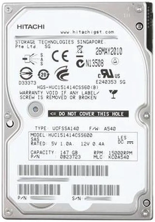 Alt view image 2 of 4 - HGST Ultrastar C15K147 HUC151414CSS600 147GB 15000 RPM 64MB Cache SAS 6Gb/s 2.5" Internal Enterprise Hard Drive
