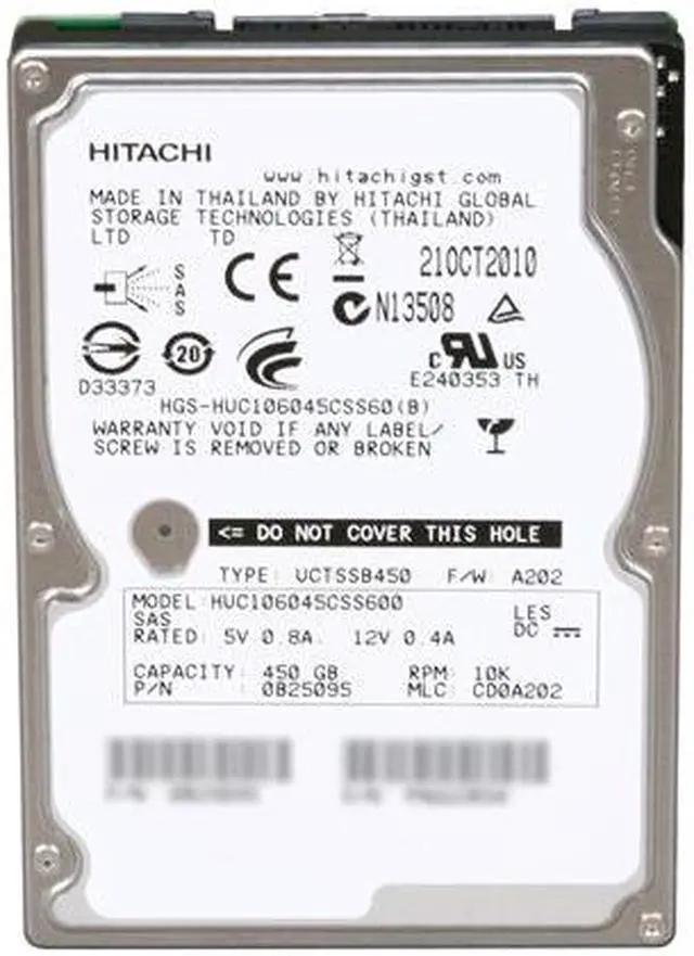 Alt view image 2 of 4 - HGST Ultrastar 0B25095 450GB 10000 RPM 64MB Cache SAS 6Gb/s 2.5" Enterprise Hard Disk Drive Bare Drive