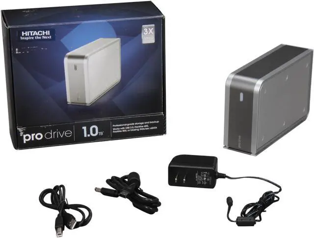 Alt view image 5 of 5 - SimpleTech ProDrive 1TB USB 2.0, FireWire 400, FireWire 800, and 3Gb/sec eSATA 3.5" Quad Interface External Hard Drive 0S00026 Silver
