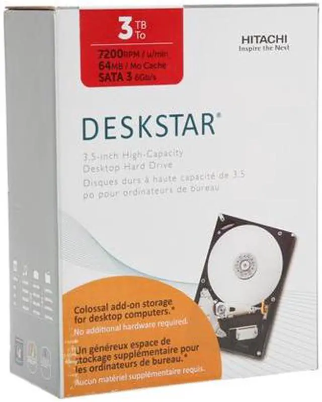 Main image of Hitachi GST Deskstar H3IK30003272SP (0S03086) 3TB 7200 RPM 64MB Cache SATA 6.0Gb/s 3.5" Internal Hard Drive Bare Drive