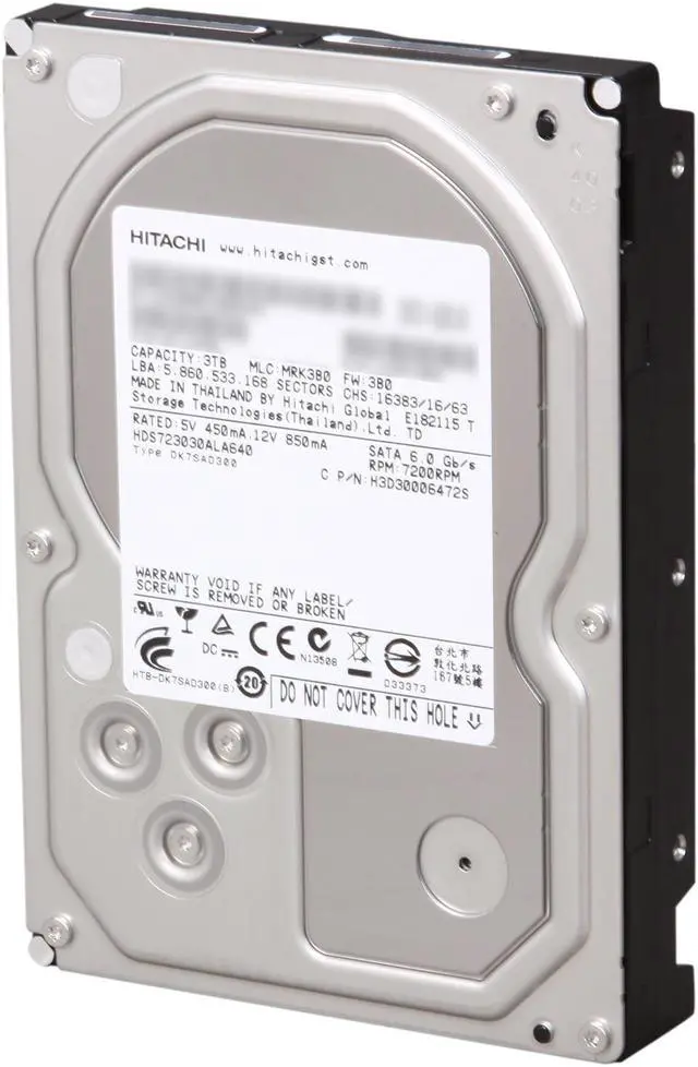 Main image of Hitachi GST Deskstar H3IK30003272SW (0S03208) 3TB 7200 RPM SATA 6.0Gb/s 3.5" Internal Hard Drive Bare Drive