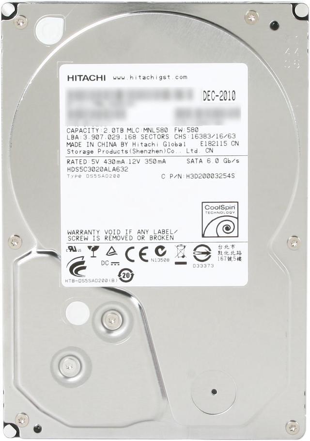 Hitachi GST Deskstar 5K3000 HDS5C3020ALA632 (0F12117) 2TB 32MB Cache SATA  6.0Gb/s 3.5