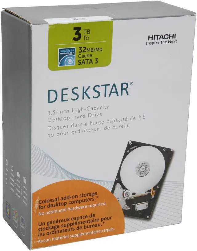 Main image of Hitachi GST Deskstar H3IK30003254SP (0S03228) 3TB 5400 RPM 32MB Cache SATA 6.0Gb/s 3.5" Internal Hard Drive