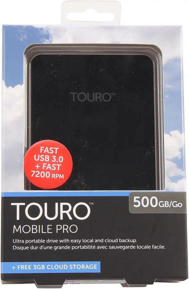 Alt view image 6 of 6 - HGST 500GB Touro Mobile Pro External Hard Drive USB 3.0 Model 0S03105 Black