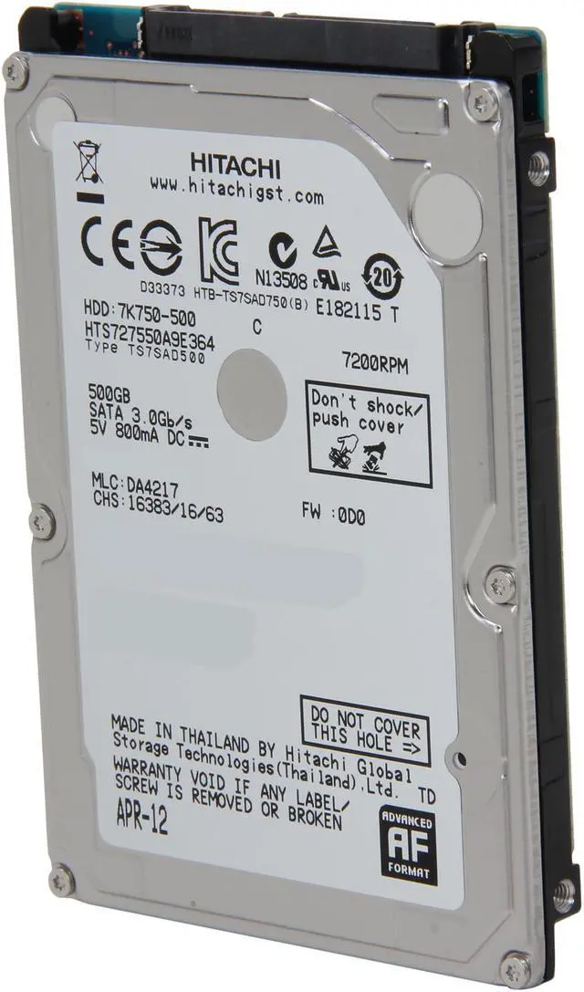 Main image of HGST Travelstar 7K750 0J12281 500GB 7200 RPM 16MB Cache SATA 3.0Gb/s 2.5" Internal Notebook Hard Drive Bare Drive