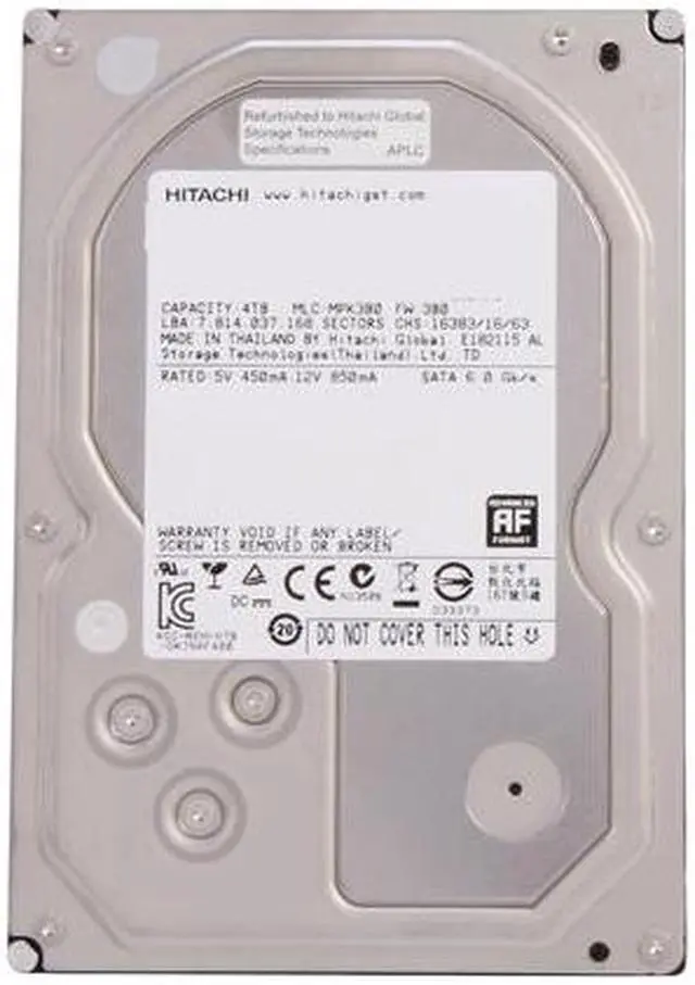 Alt view image 2 of 4 - Hitachi GST Deskstar 7K4000 HDS724040ALA640 (0F14681) 4TB 7200 RPM 64MB Cache SATA 6.0Gb/s 3.5" Internal Hard Drive Bare Drive
