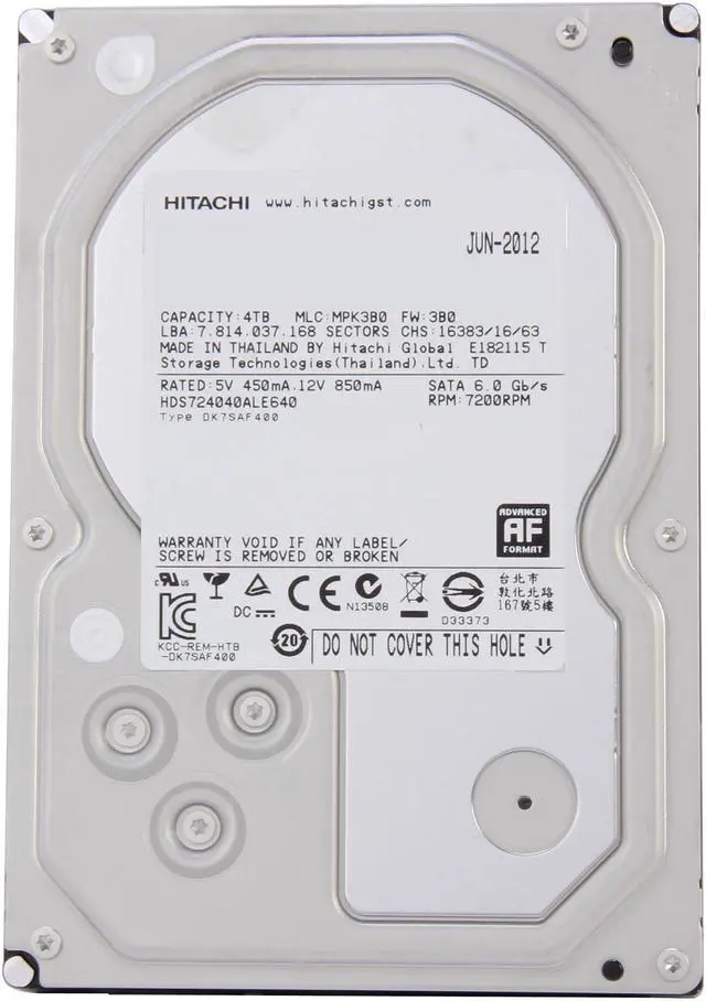 Alt view image 2 of 4 - HGST H3IK40003272SW (0S03363) 4TB 7200 RPM 64MB Cache SATA 6.0Gb/s 3.5" Internal Hard Drive Bare Drive