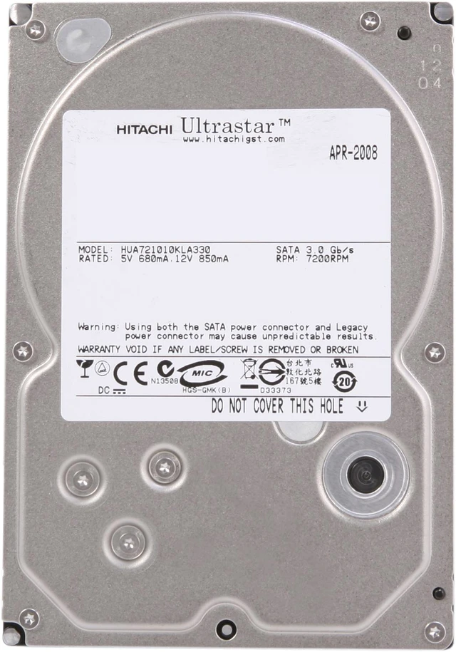 Alt view image 2 of 4 - Hitachi GST Ultrastar A7K1000 HUA721010KLA330 1TB 7200 RPM 32MB Cache SATA 3.0Gb/s 3.5" Hard Drive Bare Drive