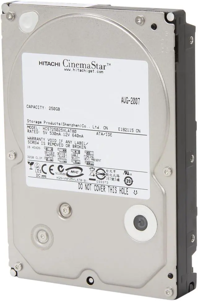 Main image of HGST CinemaStar 7K500 HCS725025VLAT80 250GB 7200 RPM 8MB Cache PATA 133 3.5" Internal Hard Drive