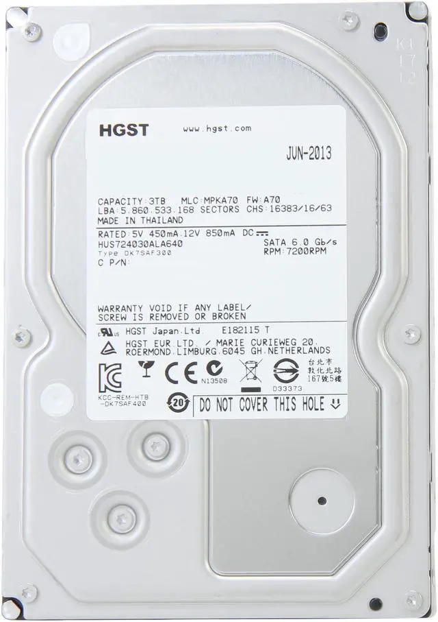 Alt view image 2 of 4 - HGST HUS724030ALA640 (0F14689) 3TB 7200 RPM 64MB Cache SATA 6.0Gb/s 3.5" Enterprisel Hard Drive Bare Drive