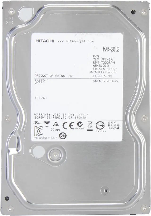 Alt view image 2 of 4 - Hitach Deskstar 7K1000.C HDS721050CLA662 500GB 7200 RPM 16MB Cache SATA 6.0Gb/s 3.5" Internal Hard Drive Bare Drive