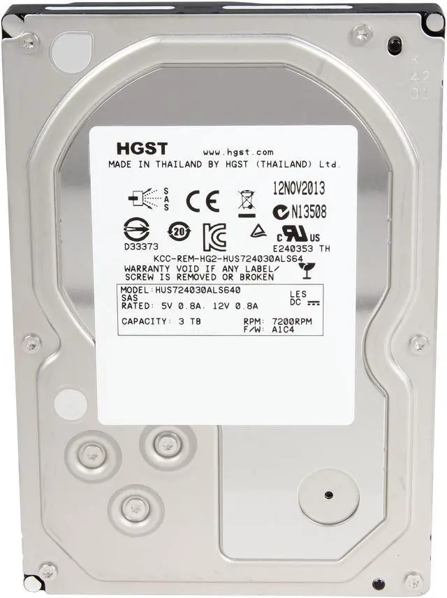 Alt view image 2 of 5 - HGST Ultrastar 7K4000 HUS724030ALS640 (0B26886) 3TB 7200 RPM 64MB Cache SAS 6Gb/s 3.5" Enterprise Hard Drive