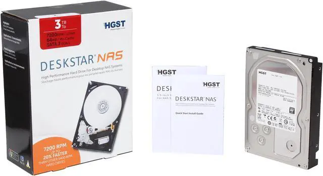 Alt view image 6 of 6 - HGST DeskStar NAS 3.5" 3TB 7200 RPM 64MB Cache SATA 6.0Gb/s High-Performance Hard Drive for Desktop NAS Systems Retail Packaging 0S03660