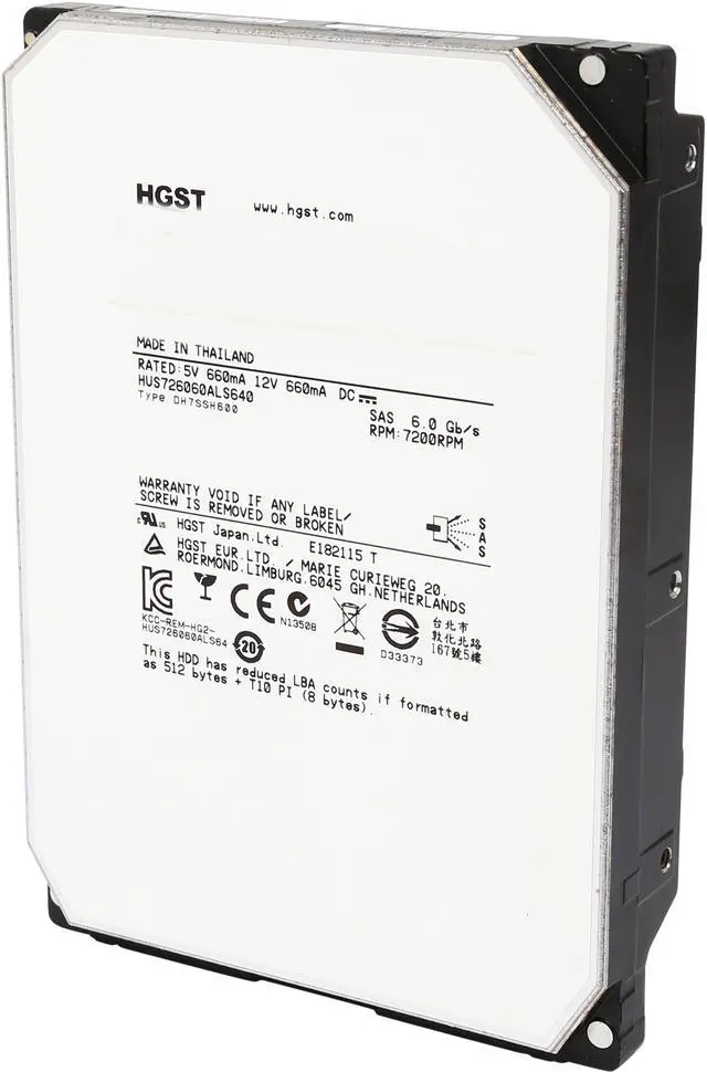 Main image of HGST He6 HUS726060ALS640 (0F18370) 6TB 7200 RPM 64MB Cache SAS 6Gb/s 3.5" Enterprise Hard Drive Bare Drive