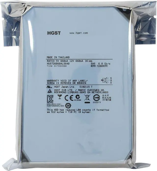 Alt view image 5 of 5 - HGST He6 HUS726060ALS640 (0F18370) 6TB 7200 RPM 64MB Cache SAS 6Gb/s 3.5" Enterprise Hard Drive Bare Drive