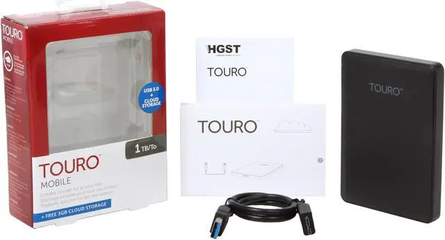 Alt view image 6 of 6 - HGST 1TB Touro Mobile Portable External Hard Drive USB 3.0 Model 0S03801 Black