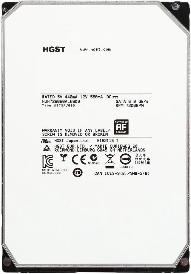 HGST Ultrastar He8 HUH728060ALE600 (0F23269) 6TB 7200 RPM 128MB