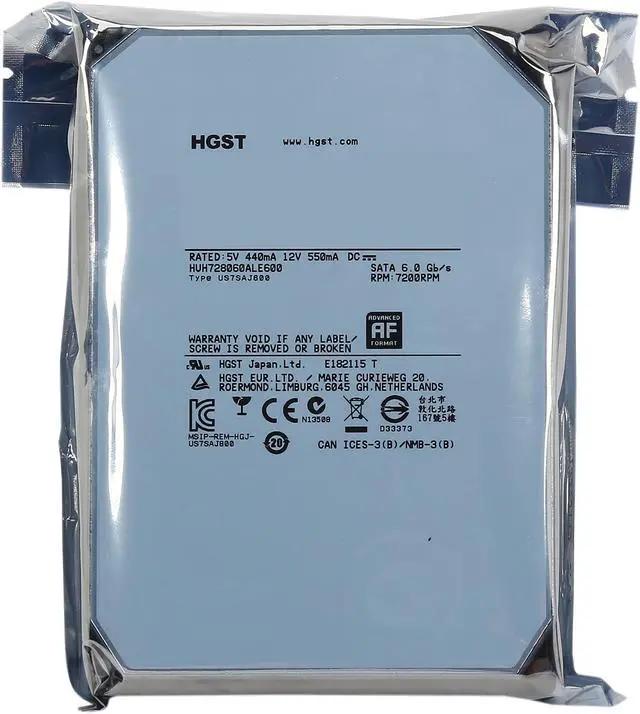Alt view image 5 of 5 - HGST Ultrastar He8 HUH728060ALE600 (0F23269) 6TB 7200 RPM 128MB Cache SATA 6.0Gb/s 3.5" Helium Platform Enterprise Hard Disk Drives Bare Drive