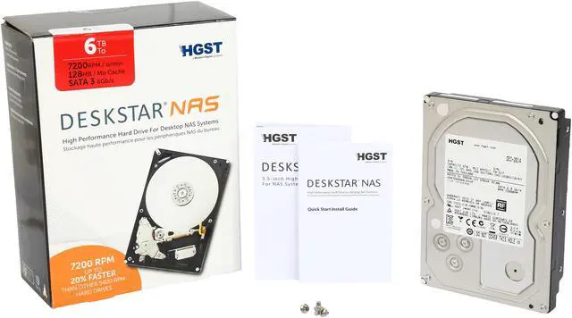 Alt view image 6 of 6 - HGST Deskstar NAS 3.5" 6TB 7200 RPM 128MB Cache SATA 6.0Gb/s High-Performance Hard Drive for Desktop NAS Systems Retail Packaging 0S03839 H3IKNAS600012872SN