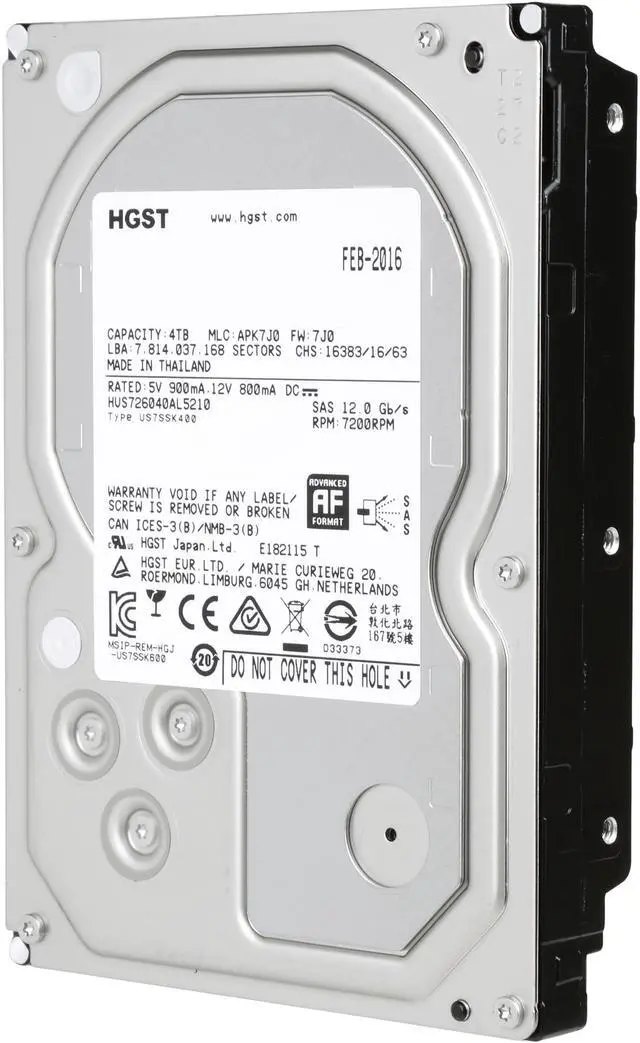 Main image of HGST Ultrastar 7K6000 HUS726040AL5210 (0F22795) 4TB 7200 RPM 128MB Cache SAS 12Gb/s 3.5" Enterprise Hard Drive Bare Drive